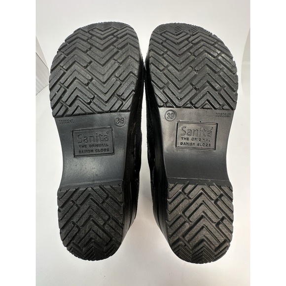 Sanita Clogs Black Rough Leather Womens Sz 38 US 7.5-8 Black Original 0060240 - Picture 10 of 13